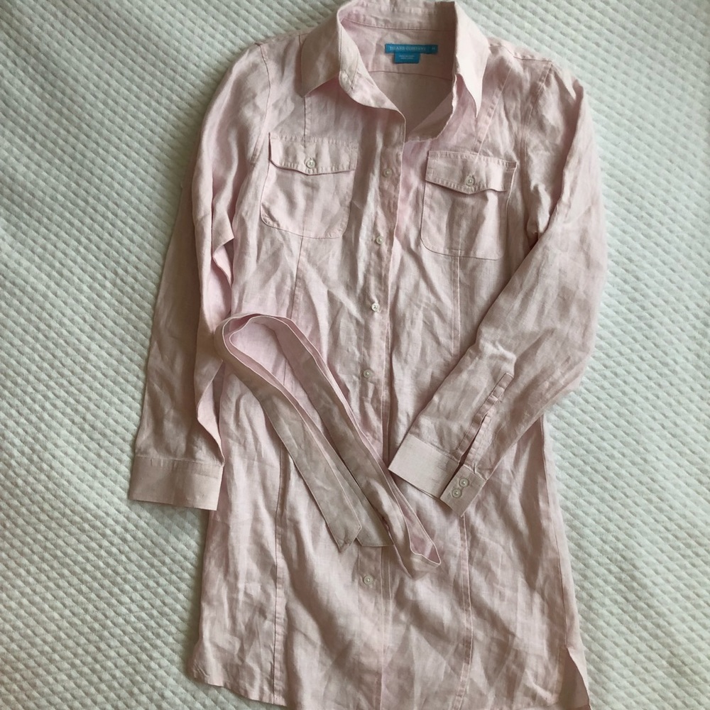 Pale Pink Linen shirt dress
